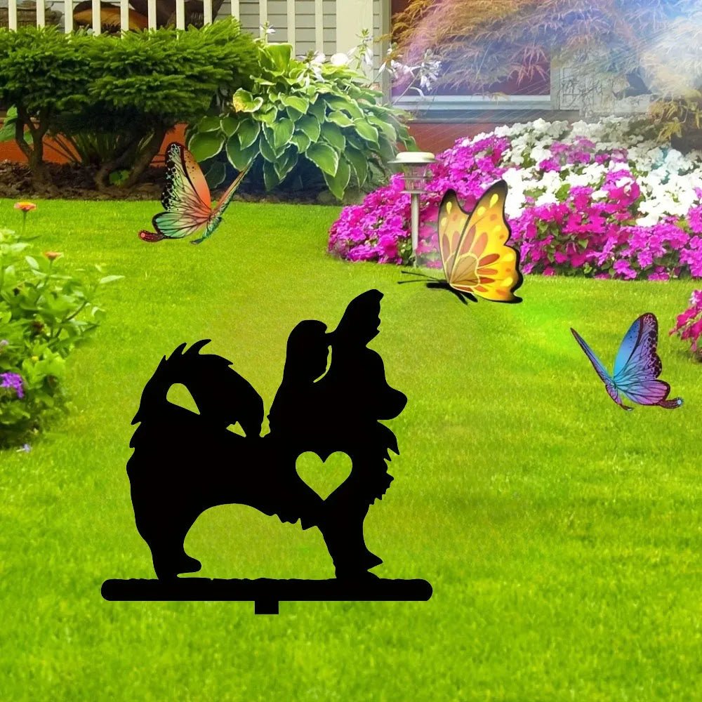 "Garden Outdoor Decoration: Pomeranian Stake" Create a beautiful look with this pet art. - Buy That Thang