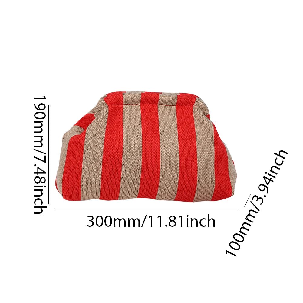 Women Knit Stripe Purse Contrast Color Small Crochet Handbag Knitting Dumpling Clutch Summer Beach Bag - Buy That Thang