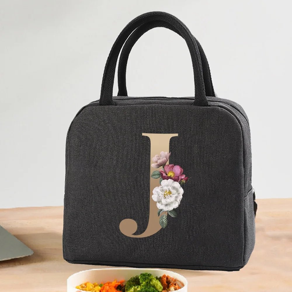 Lunch Bag Cooler Tote Portable Insulated Thermal Canvas Bag Food Picnic Unisex Travel Lunchbox Organizer Bags Gold Letter Print - Buy That Thang