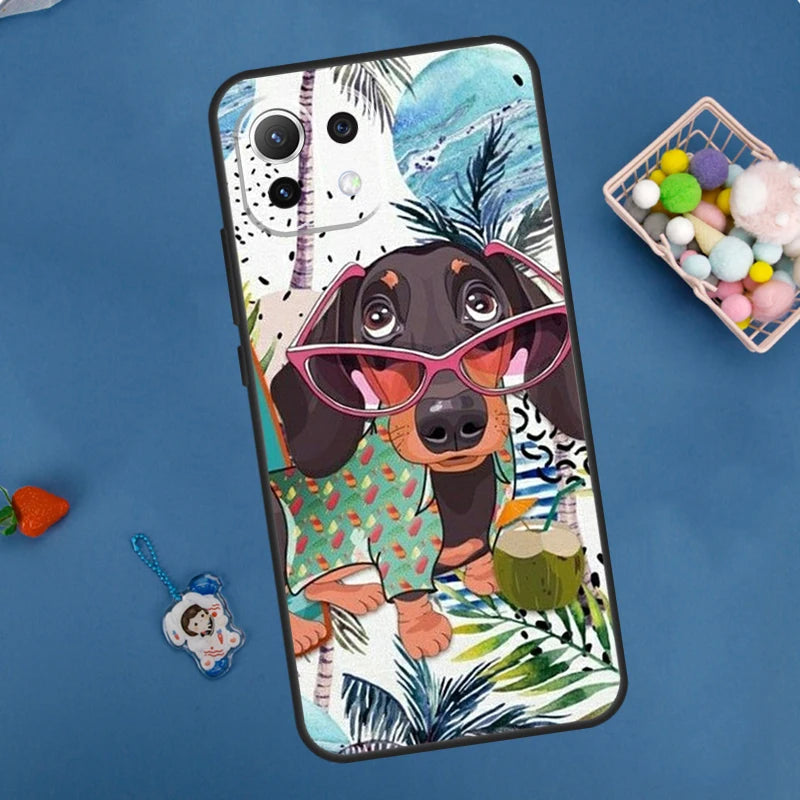 Cartoon Dachshund Dog Case For Xiaomi 14 13 15 Ultra 11T 12T 13T 14T Pro POCO X7 Pro X3 X5 F5 F6 M6 X6 Pro Cover