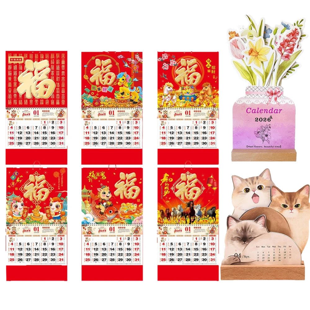 2026 Cute Cat Dog Series Desk Calendar Table Planner Yearly Agenda Organizer Memo Notes for Home Office School Daily Scheduler - Buy That Thang