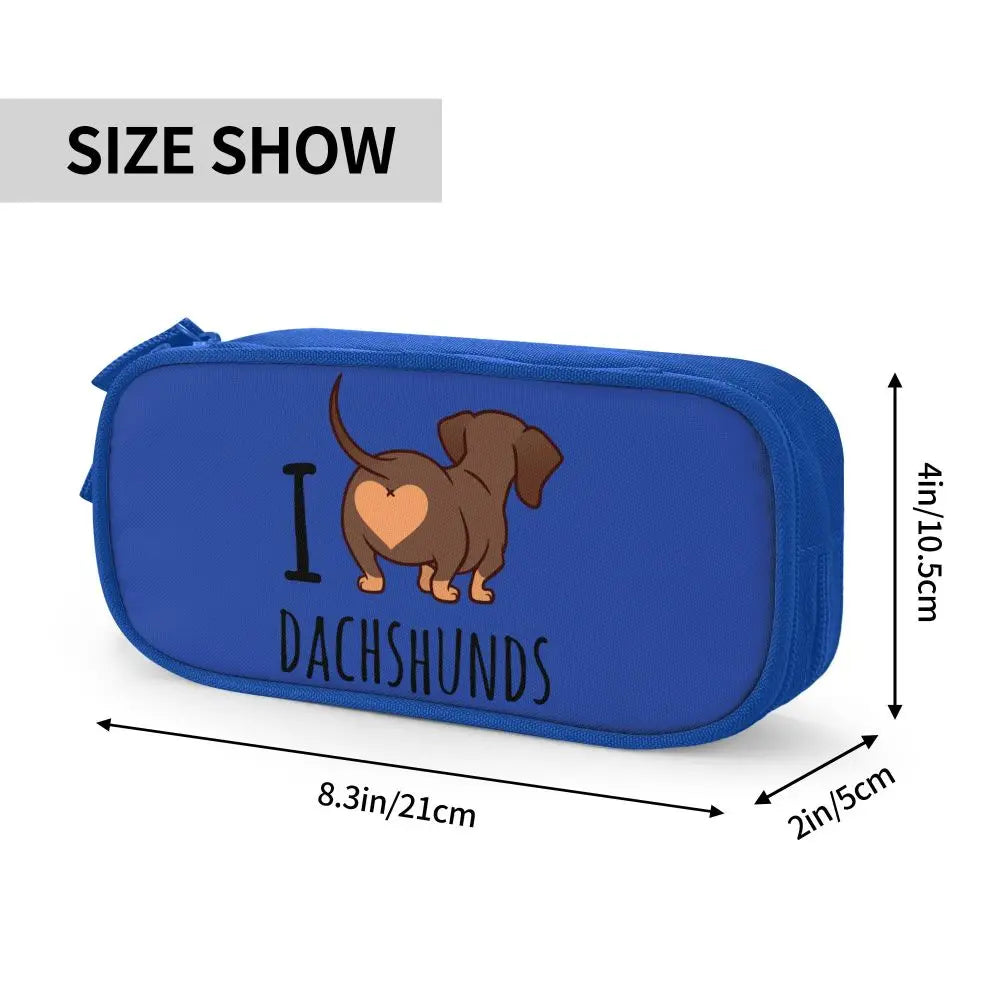Custom Cute Dachshund Dog Cute Pencil Case Girls Boys Large Capacity Puppy Pet Pencil Pouch School Accessories