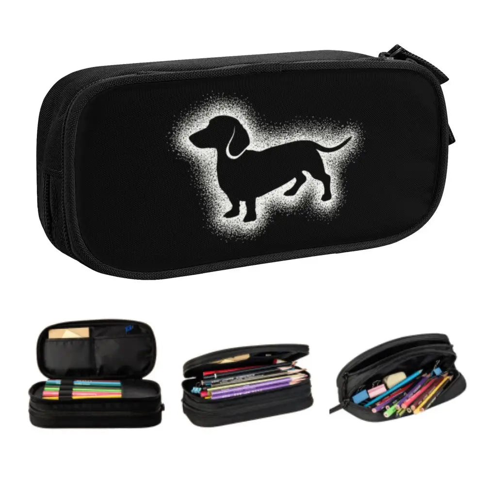 Custom Cute Dachshund Dog Cute Pencil Case Girls Boys Large Capacity Puppy Pet Pencil Pouch School Accessories