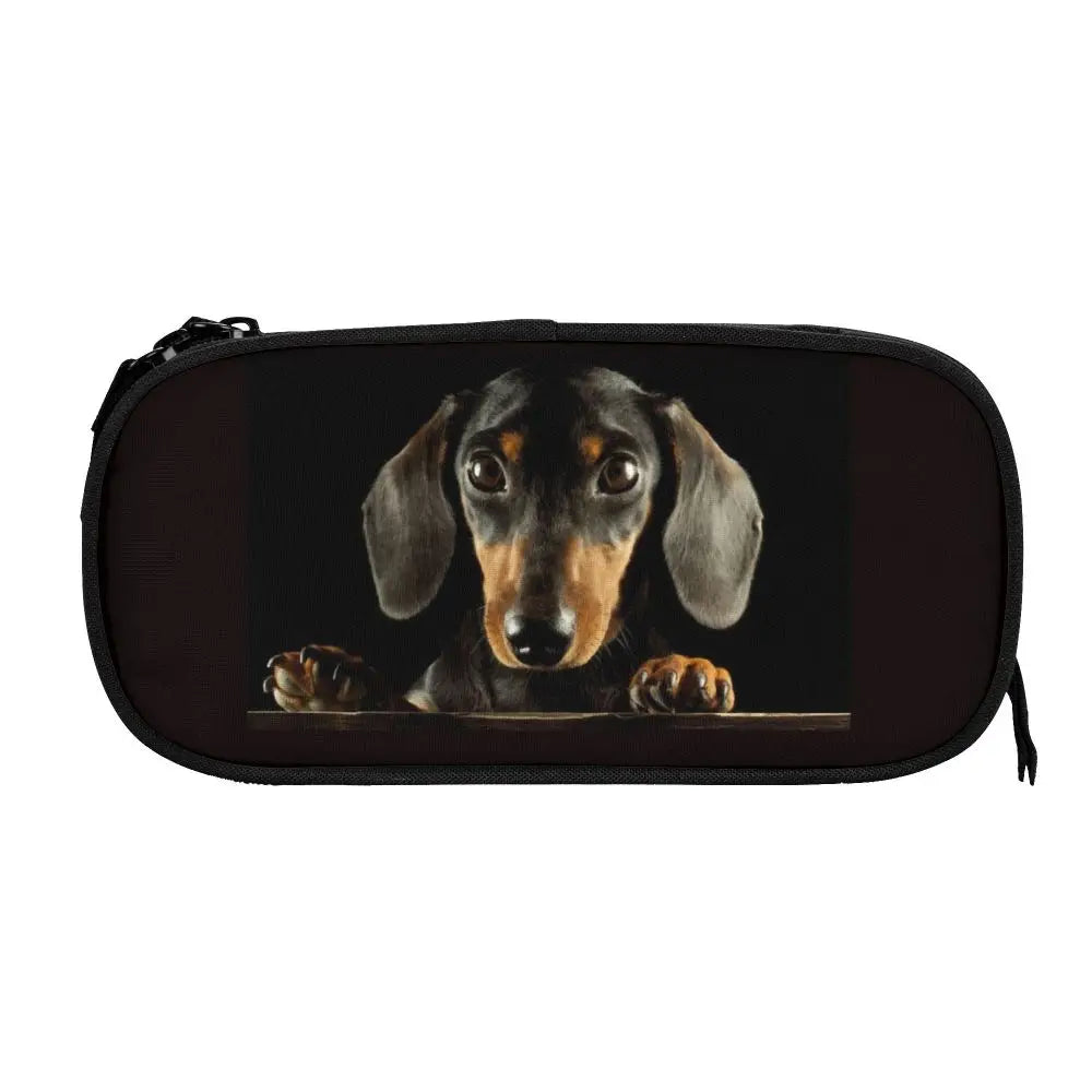 Custom Cute Dachshund Dog Cute Pencil Case Girls Boys Large Capacity Puppy Pet Pencil Pouch School Accessories