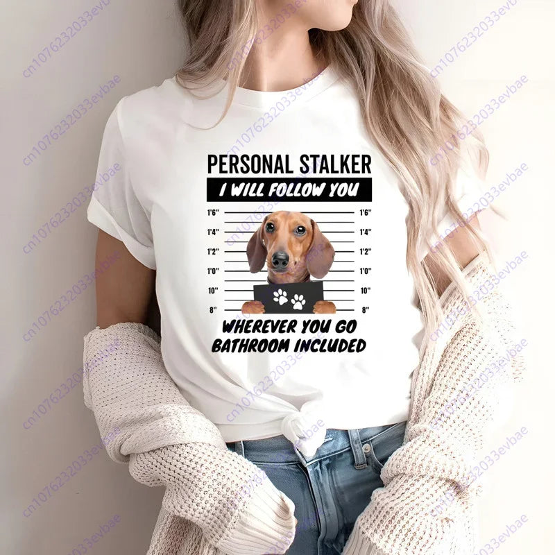 Dachshund Teckel Funny Cute Dog Animal T-Shirt Women Short Sleeve Summer Fashion Tshirt Casual Fashion Tee Shirt O-Neck Tops