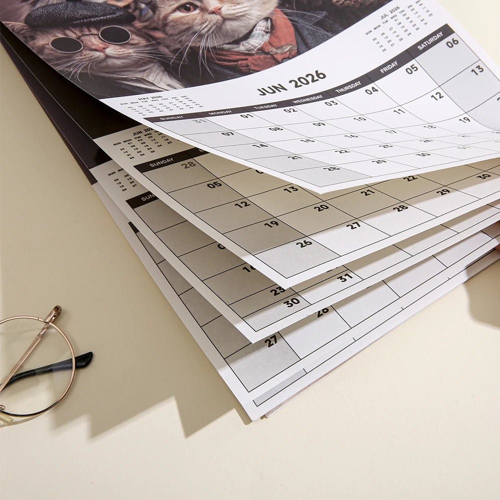 2026 A4 Wall Calenda Cats & Dogs Monthly Design With Check - in Sections Daily Weekly Planner For Home Office School Pet Lovers - Buy That Thang