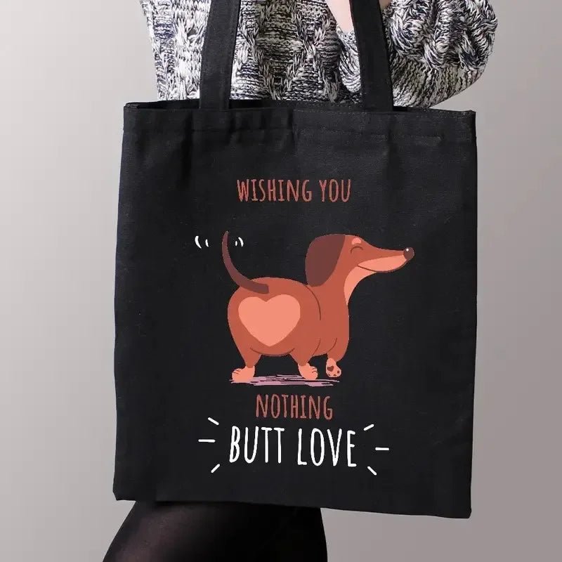 Chic Dachshund Canvas Tote Bag - Large Capacity, Durable & Stylish Handbag for Shopping, Travel, Picnics & Parties - Buy That Thang