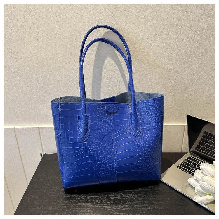 Fashion Crocodile Pattern Large Tote Bag Solid Color Women Shoulder Bags Luxury Pu Leather Lady Handbags Big Shopper Purses 2024 - Buy That Thang