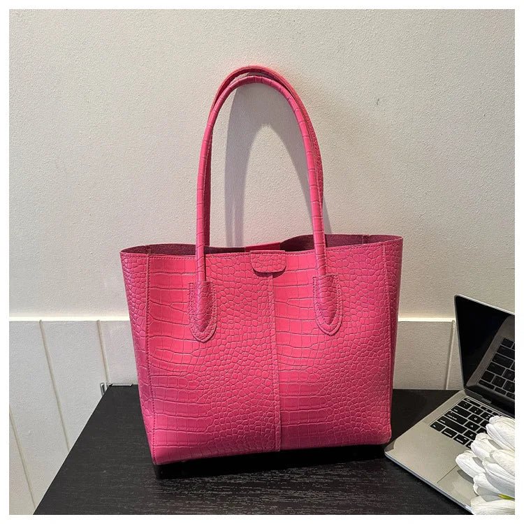Fashion Crocodile Pattern Large Tote Bag Solid Color Women Shoulder Bags Luxury Pu Leather Lady Handbags Big Shopper Purses 2024 - Buy That Thang