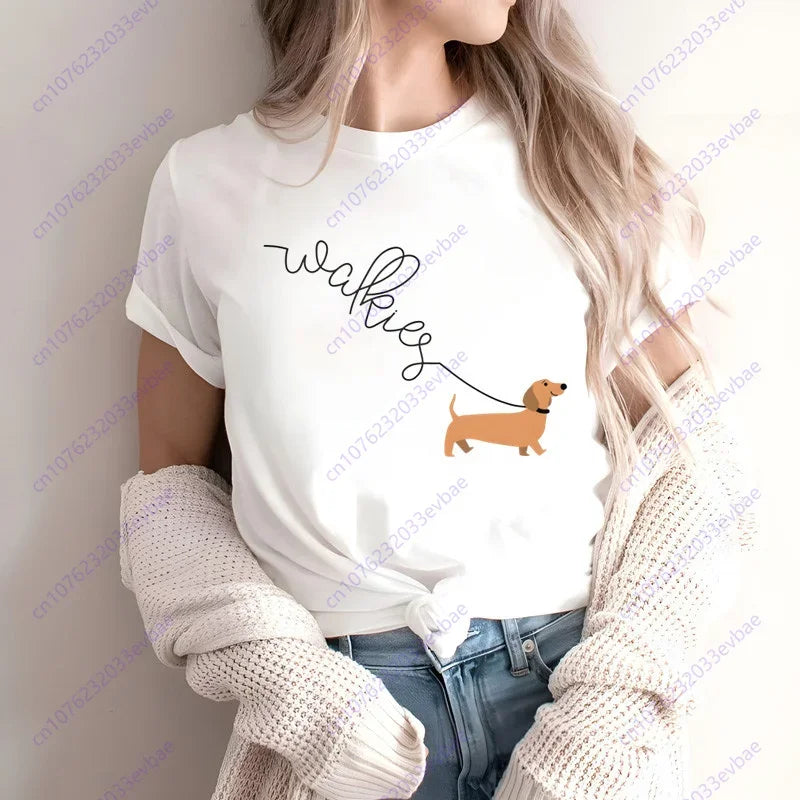 Dachshund Teckel Funny Cute Dog Animal T-Shirt Women Short Sleeve Summer Fashion Tshirt Casual Fashion Tee Shirt O-Neck Tops