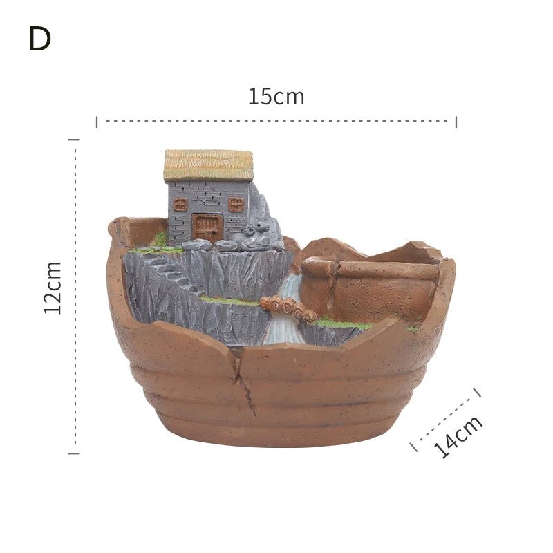 Creative Farmhouse Planter Decorative Flower Pot for Succulents Fairy Garden Desktop Container Zen Ornament Home Decoration - Buy That Thang