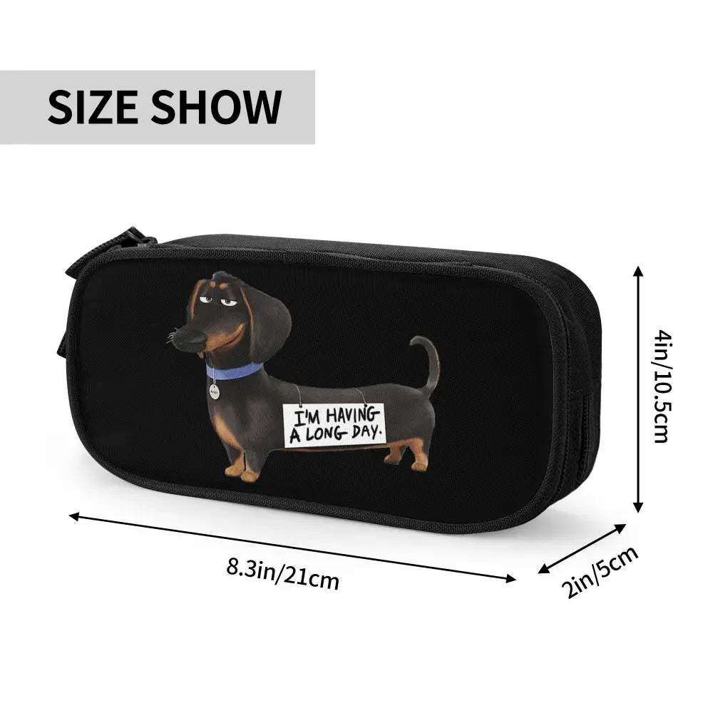 Custom Cute Dachshund Dog Cute Pencil Case Girls Boys Large Capacity Puppy Pet Pencil Pouch School Accessories
