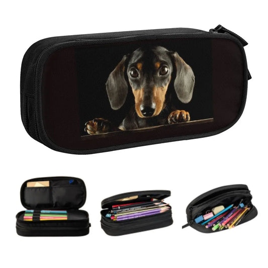 Custom Cute Dachshund Dog Cute Pencil Case Girls Boys Large Capacity Puppy Pet Pencil Pouch School Accessories