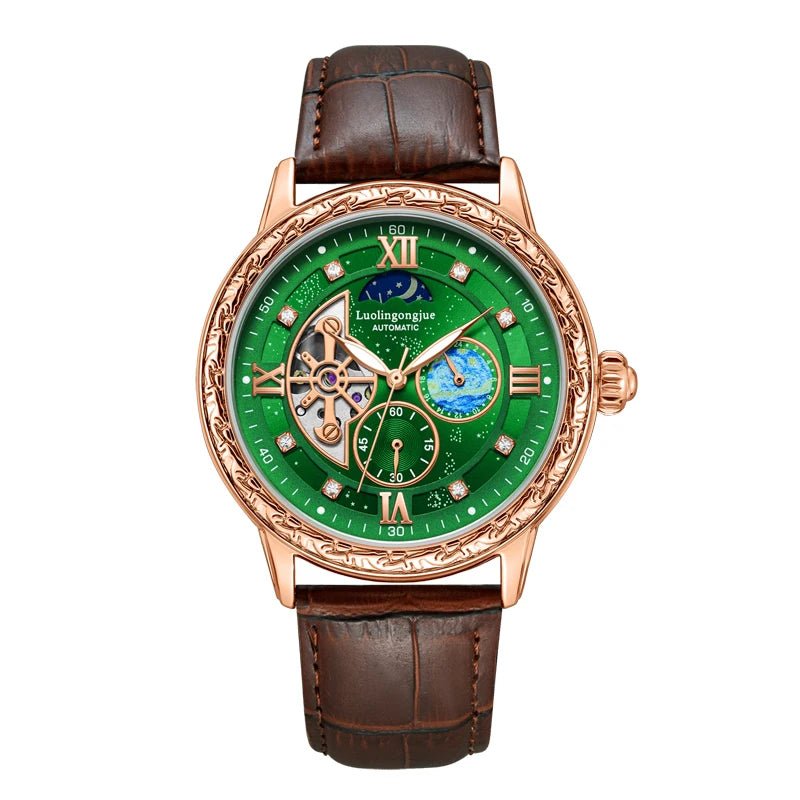 Luxurious Men's Automatic Mechanical Watch, with a Skeleton Design, Stylish - Buy That Thang