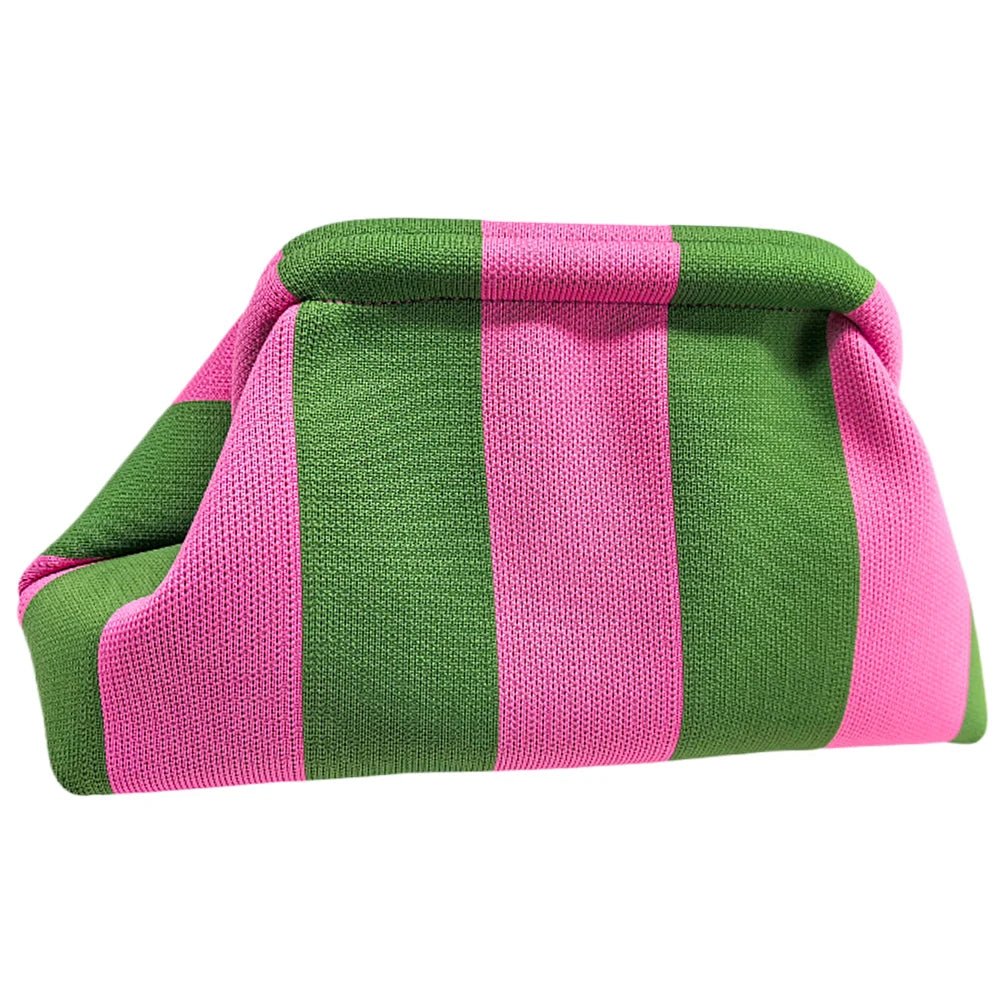 Women Knit Stripe Purse Contrast Color Small Crochet Handbag Knitting Dumpling Clutch Summer Beach Bag - Buy That Thang