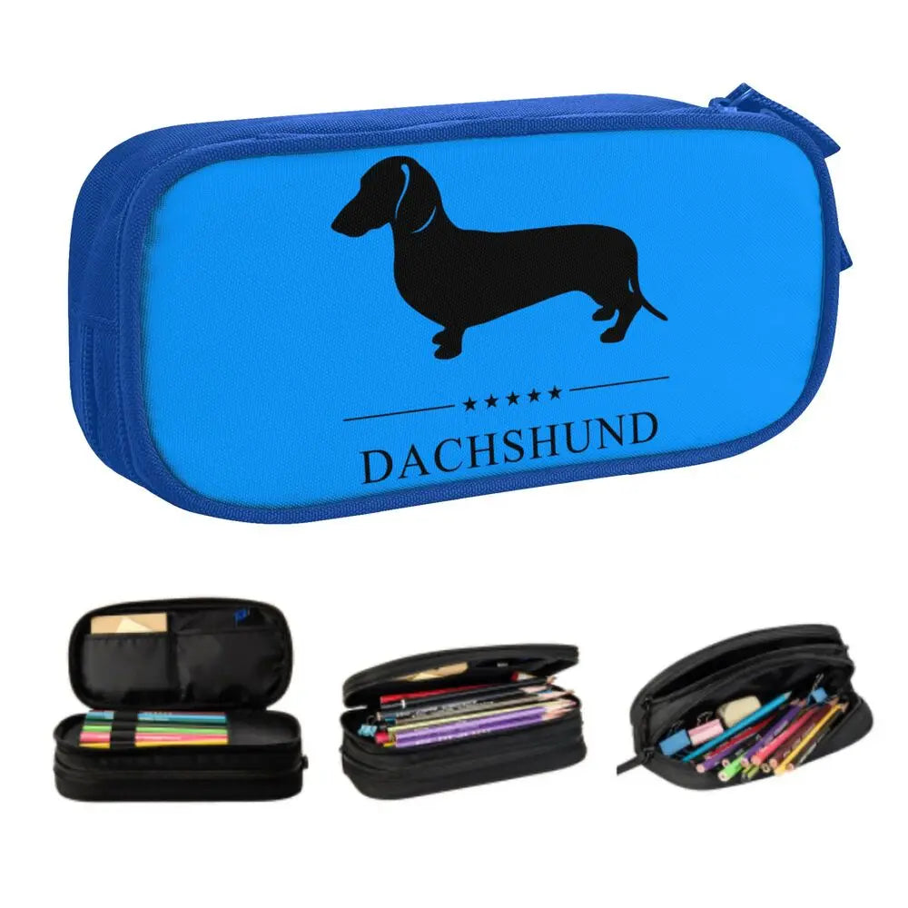 Custom Cute Dachshund Dog Cute Pencil Case Girls Boys Large Capacity Puppy Pet Pencil Pouch School Accessories