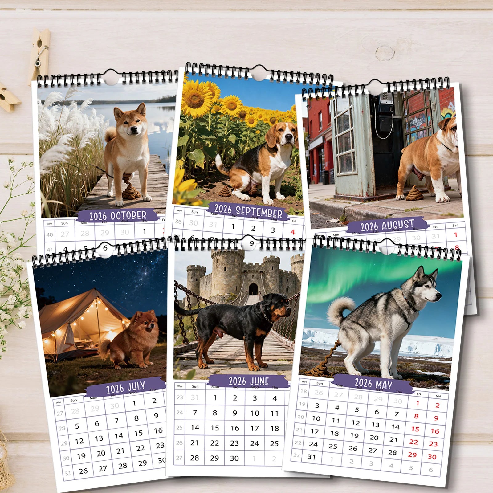 1PC 2026 Cute Dog Theme Calendar,Featuring Various Dog Breeds,Perfect for Pet Lovers' Home Decoration,As A Heartwarming Pet Gift - Buy That Thang