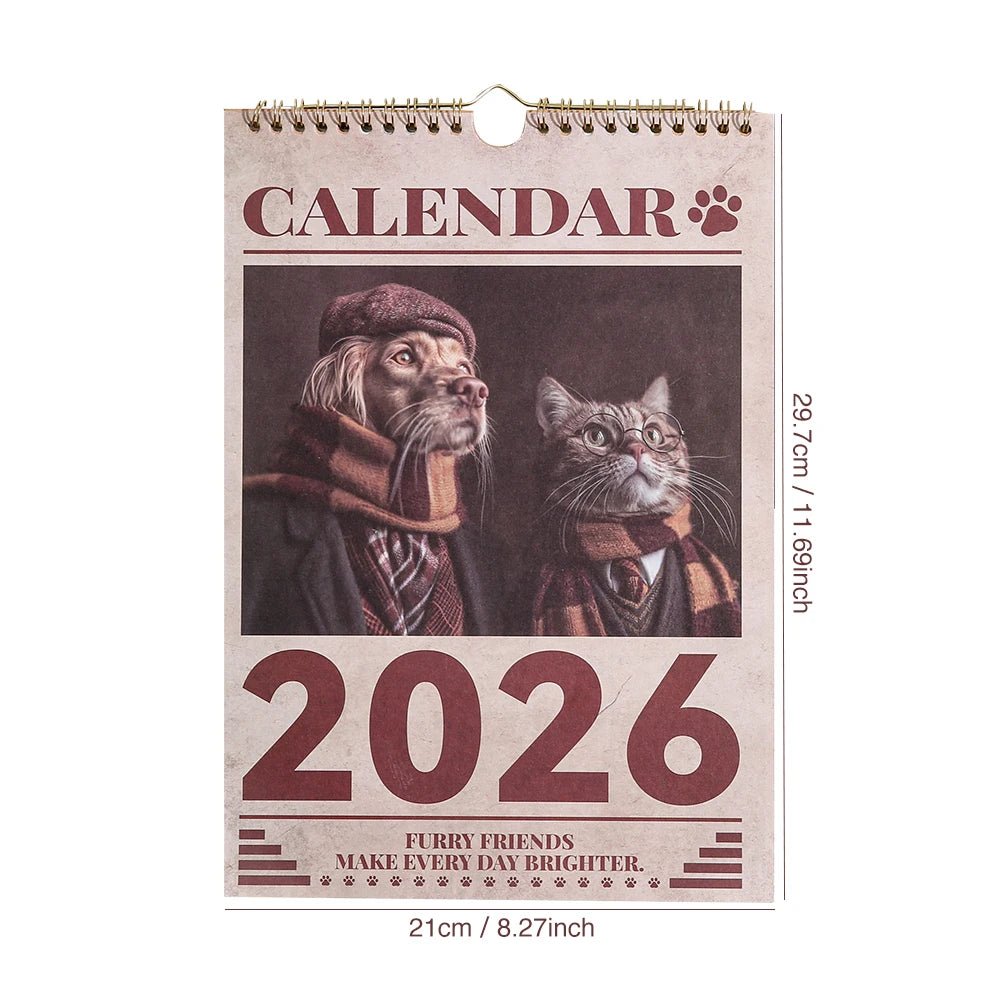 2026 A4 Wall Calenda Cats & Dogs Monthly Design With Check - in Sections Daily Weekly Planner For Home Office School Pet Lovers - Buy That Thang