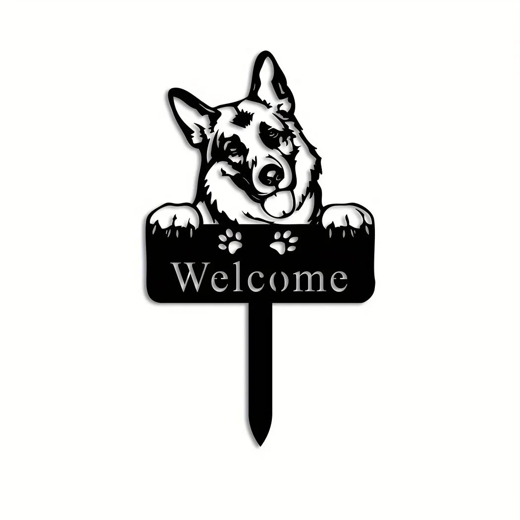 German Shepherd Dog Memorial Stake: Metal Yard Iron Art Silhouette Sign for Home Decor Home Decor - Buy That Thang