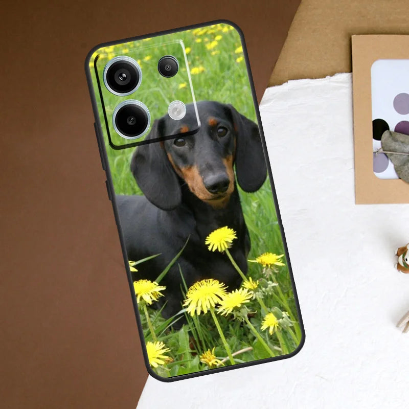 Cute Dachshund Teckel Dackel Dog Case For Redmi Note 13 Pro Plus 9 10 11 12 Pro 9S 10S 11S 12S Cover For Redmi 12 C 10C 13C