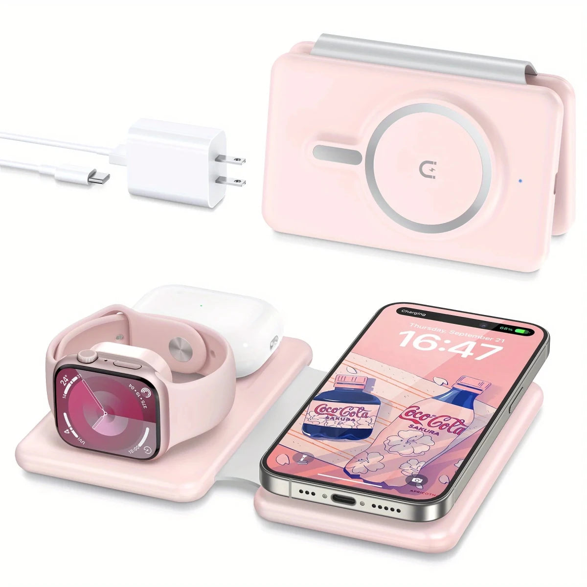 I Phone Wireless Charger - 3 - in - 1 Travel Charging Station for Multiple Devices, Portable Foldable Magnetic Charging Pad - Buy That Thang