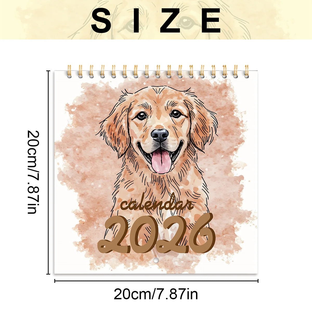 2026 Watercolor puppy Calendar - Premium Paper with Vibrant Colors Spiral Bound for Easy Hanging Perfect Gift Idea Monthly View - Buy That Thang