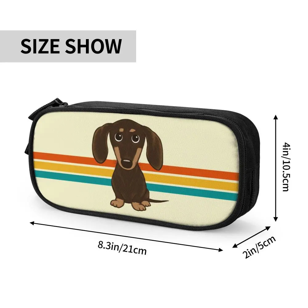 Custom Cute Dachshund Dog Cute Pencil Case Girls Boys Large Capacity Puppy Pet Pencil Pouch School Accessories