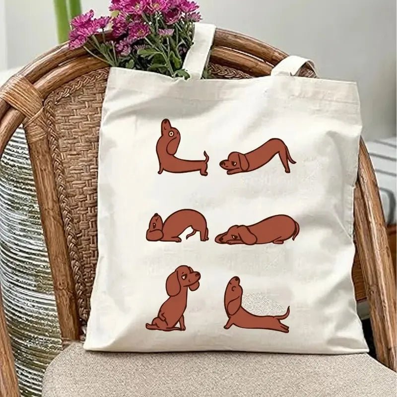 Chic Dachshund Canvas Tote Bag - Large Capacity, Durable & Stylish Handbag for Shopping, Travel, Picnics & Parties - Buy That Thang