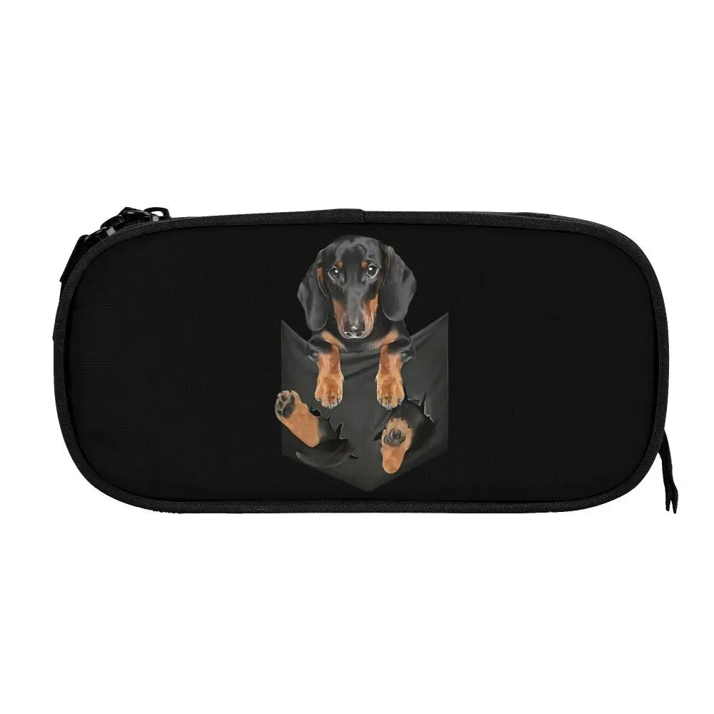 Custom Cute Dachshund Dog Cute Pencil Case Girls Boys Large Capacity Puppy Pet Pencil Pouch School Accessories