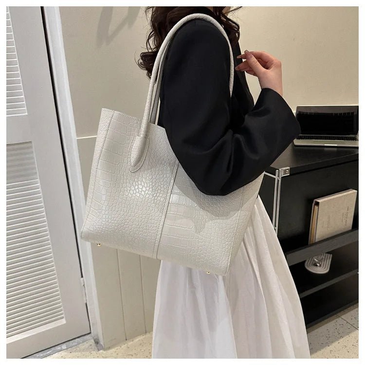 Fashion Crocodile Pattern Large Tote Bag Solid Color Women Shoulder Bags Luxury Pu Leather Lady Handbags Big Shopper Purses 2024 - Buy That Thang