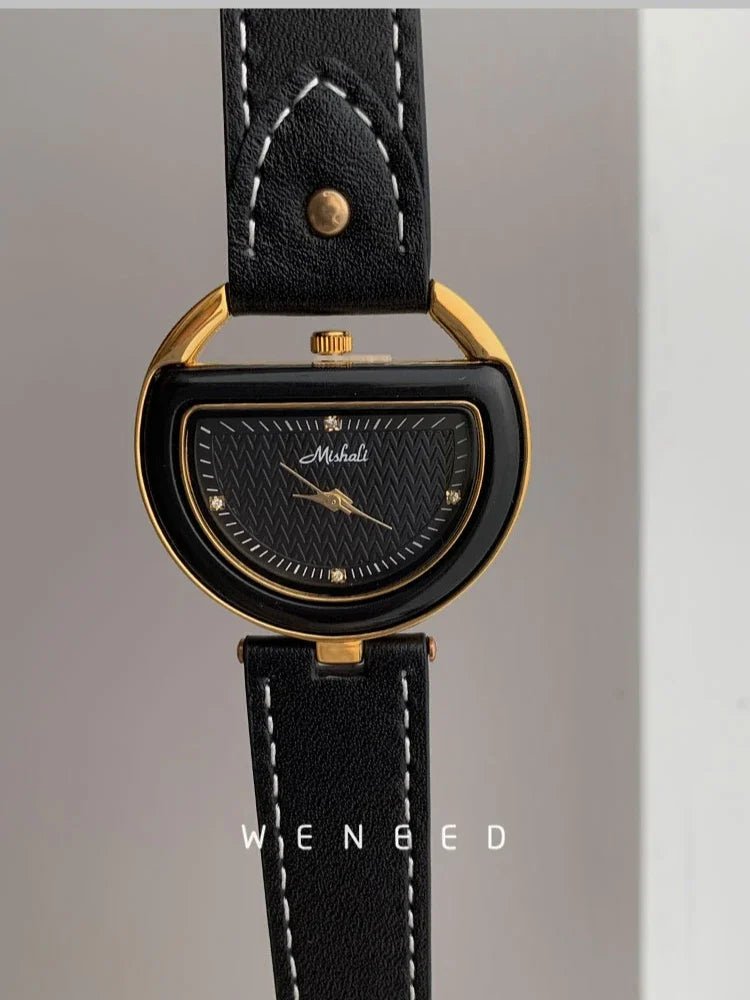 Vintage Watches for Women Light Luxury Leather Senior Sense of Design Ladies Quartz Watch Temperament Women's Watches Relojes - Buy That Thang