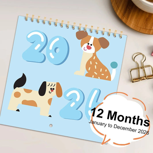 New 2026 Calendar With Pearl Paper Cover, Featuring a Dog Themed New Year's Calendar, Suitable For Gifting To Good Friends - Buy That Thang