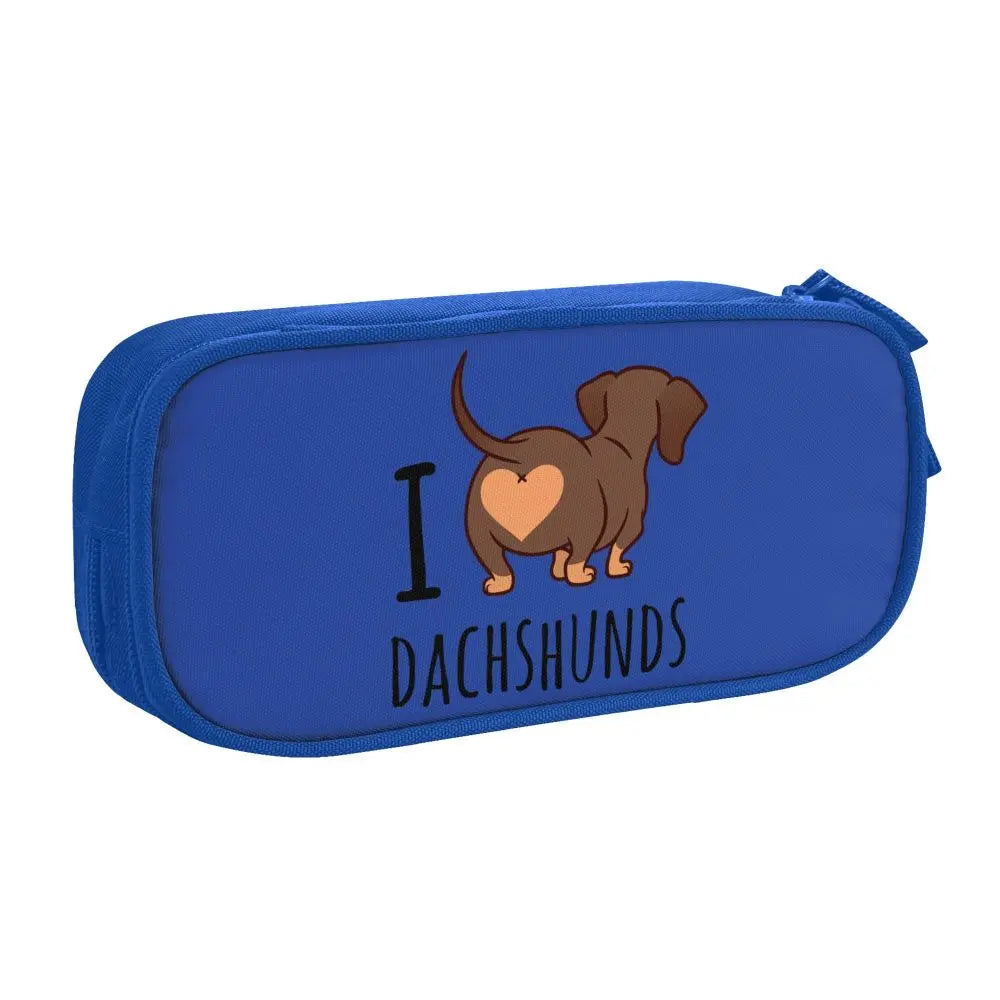 Custom Cute Dachshund Dog Cute Pencil Case Girls Boys Large Capacity Puppy Pet Pencil Pouch School Accessories