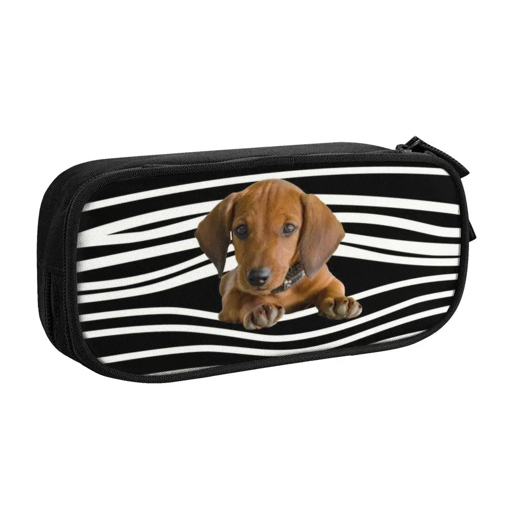 Custom Cute Dachshund Dog Cute Pencil Case Girls Boys Large Capacity Puppy Pet Pencil Pouch School Accessories