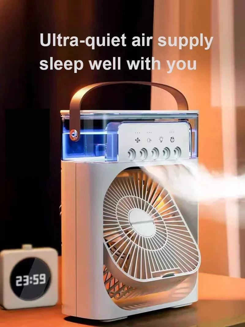 New 3 In 1 Fan AIr Conditioner Household Mini Air Cooler LED Night Light Portable Humidifier