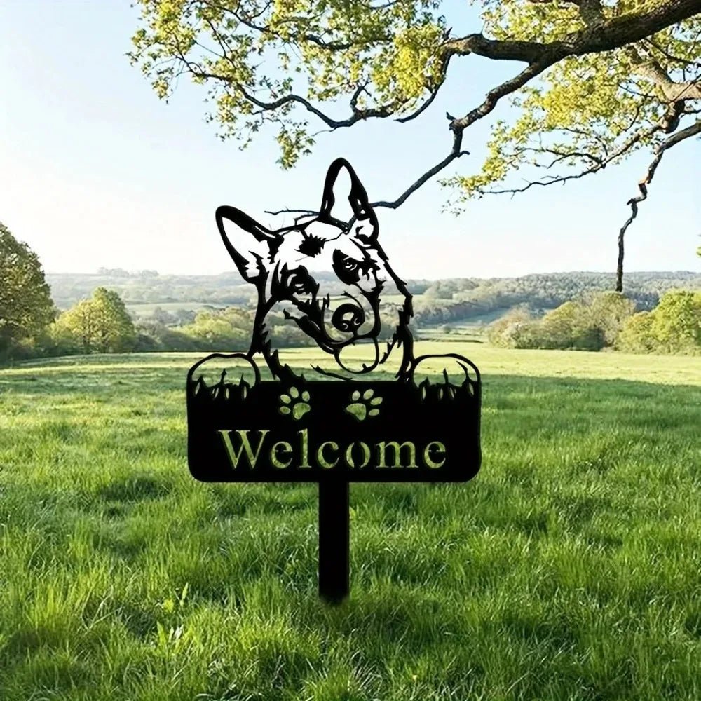 German Shepherd Dog Memorial Stake: Metal Yard Iron Art Silhouette Sign for Home Decor Home Decor - Buy That Thang