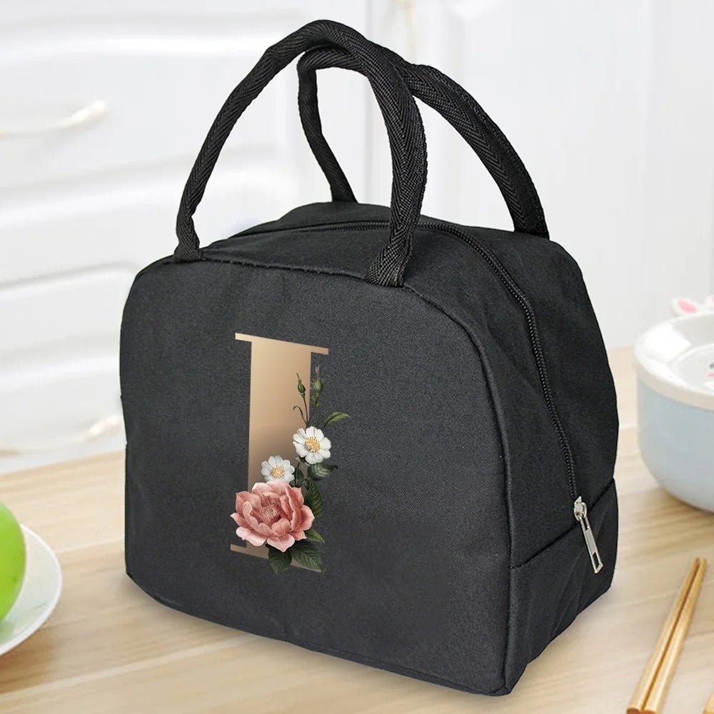 Lunch Bag Cooler Tote Portable Insulated Thermal Canvas Bag Food Picnic Unisex Travel Lunchbox Organizer Bags Gold Letter Print - Buy That Thang
