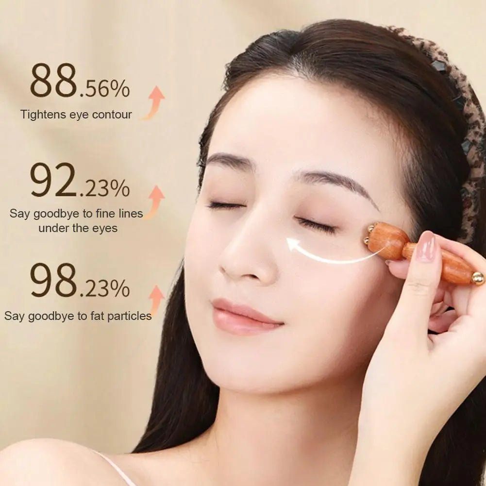 Facial Massager, Lotus Seedpod Beauty Brass Bead & Rosewood Facial Gua Sha Tool Eye Relaxation Meridians Point Acupoint Massage - Buy That Thang