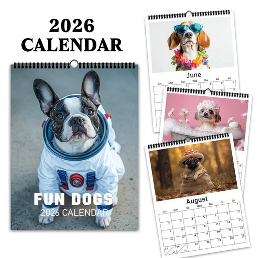 1pc 2026 Hanging Calendar, Funny Dog Design, 12 Unique Designs Per Month, Perfect Gift - Buy That Thang