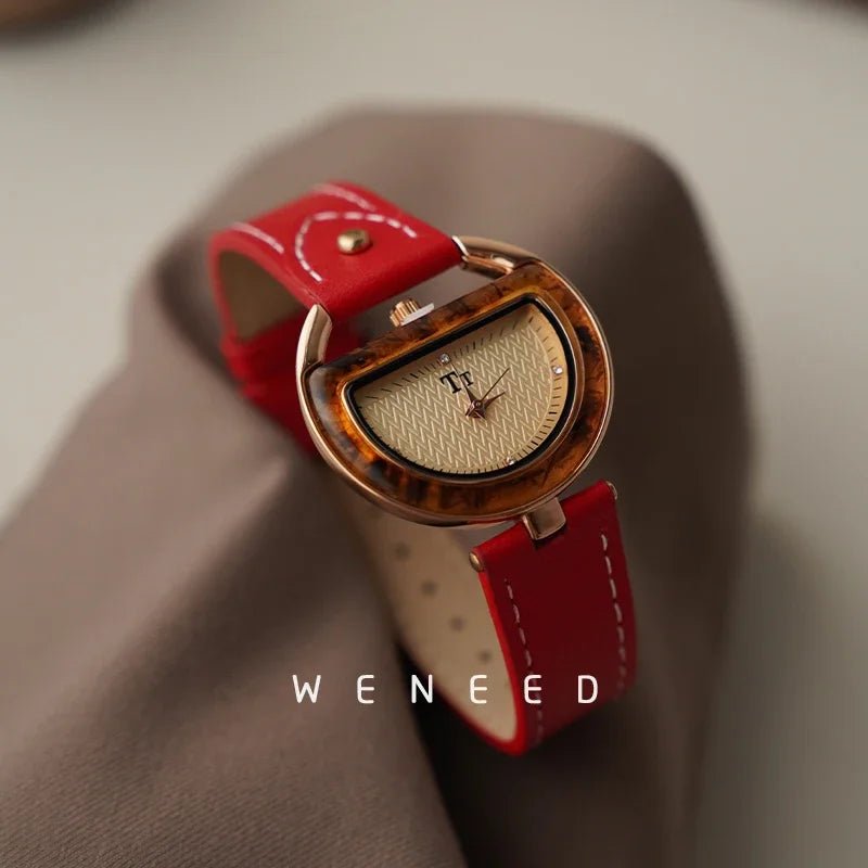 Vintage Watches for Women Light Luxury Leather Senior Sense of Design Ladies Quartz Watch Temperament Women's Watches Relojes - Buy That Thang