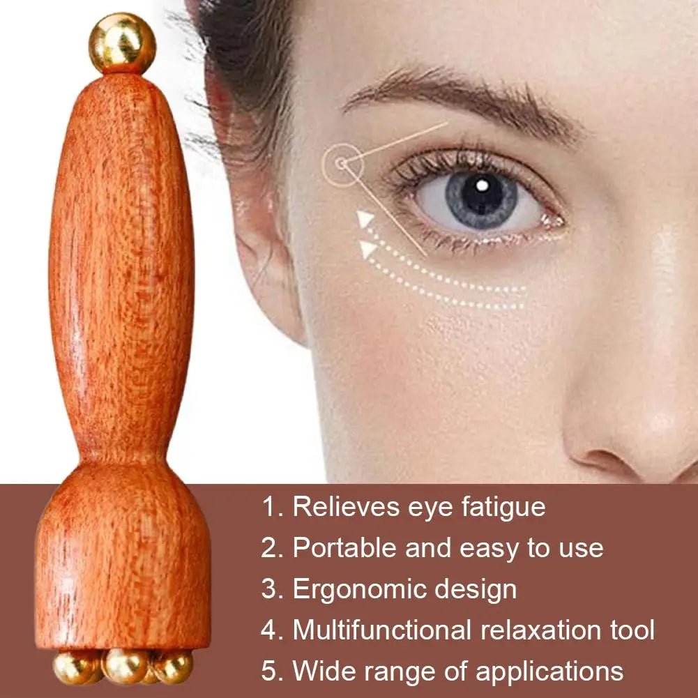 Facial Massager, Lotus Seedpod Beauty Brass Bead & Rosewood Facial Gua Sha Tool Eye Relaxation Meridians Point Acupoint Massage - Buy That Thang