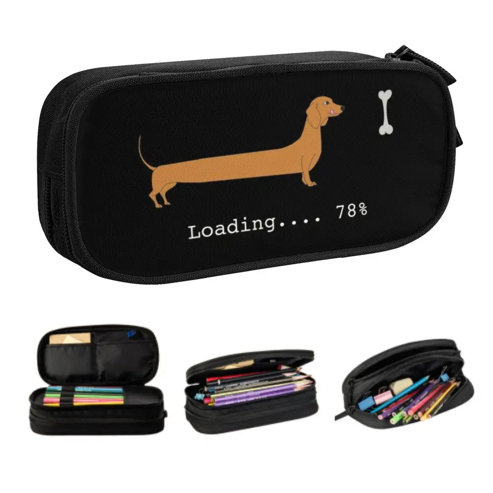 Custom Cute Dachshund Dog Cute Pencil Case Girls Boys Large Capacity Puppy Pet Pencil Pouch School Accessories