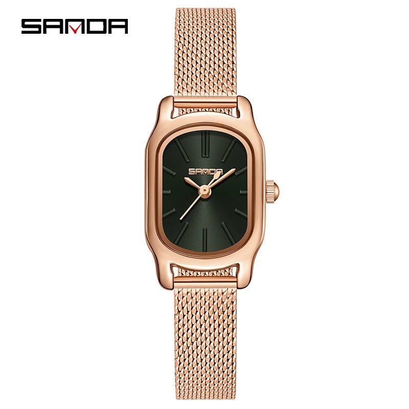 SANDA 1104 Case Womens Watches Maroon Leather Strap Waterproof Genuine Watch New Womens Quartz Watch Casual Fashion Rose Gold - Buy That Thang