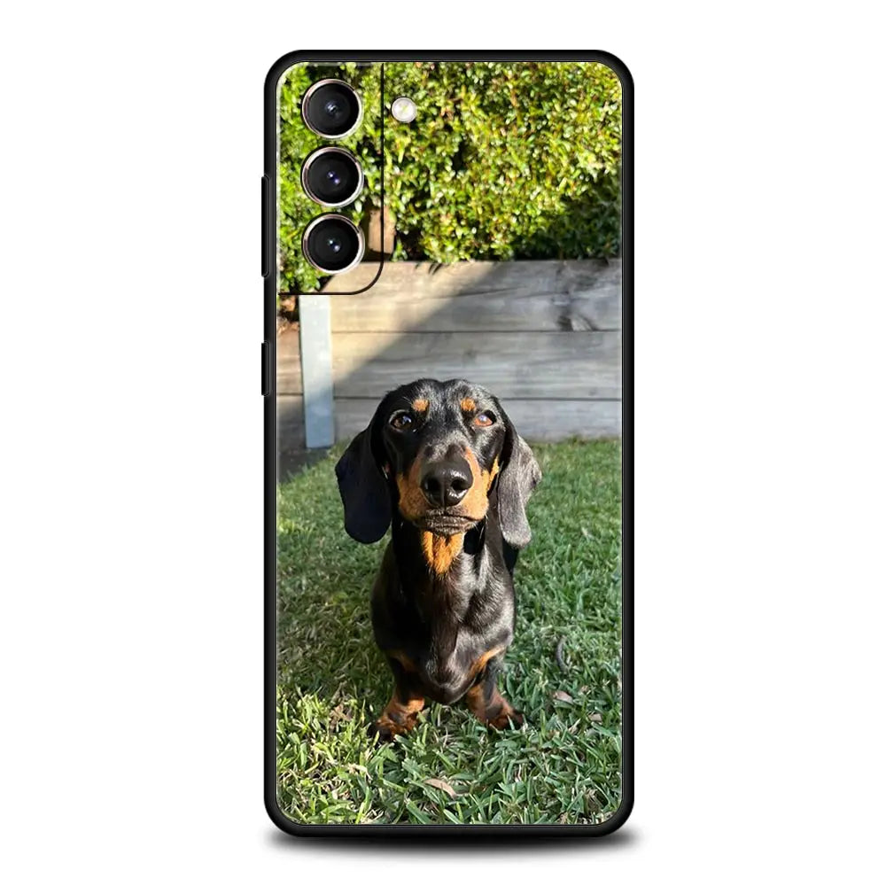 Dachshund Silhouette Dog cute animal Phone Case For Samsung Galaxy S24 S23 S22 S20 Ultra S21 FE 5G S10 S9 Plus S10E S8 Cover