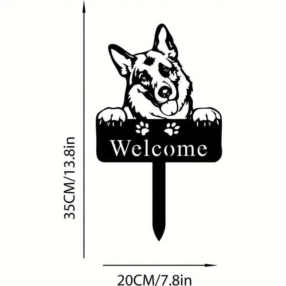 German Shepherd Dog Memorial Stake: Metal Yard Iron Art Silhouette Sign for Home Decor Home Decor - Buy That Thang