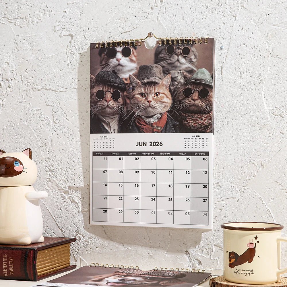 2026 A4 Wall Calenda Cats & Dogs Monthly Design With Check - in Sections Daily Weekly Planner For Home Office School Pet Lovers - Buy That Thang
