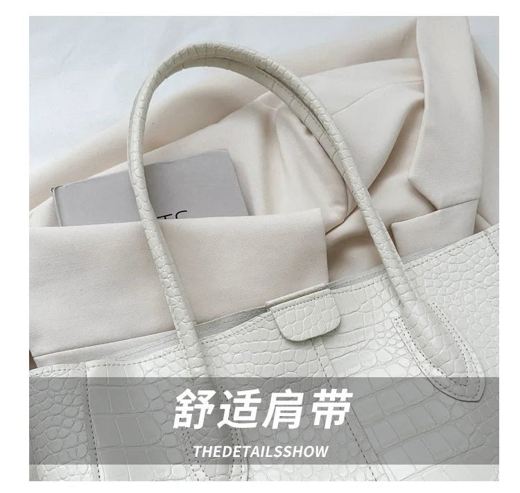 Fashion Crocodile Pattern Large Tote Bag Solid Color Women Shoulder Bags Luxury Pu Leather Lady Handbags Big Shopper Purses 2024 - Buy That Thang
