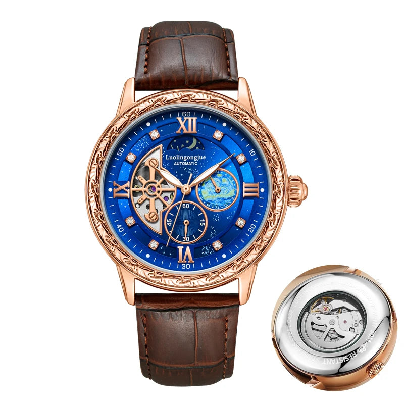 Luxurious Men's Automatic Mechanical Watch, with a Skeleton Design, Stylish