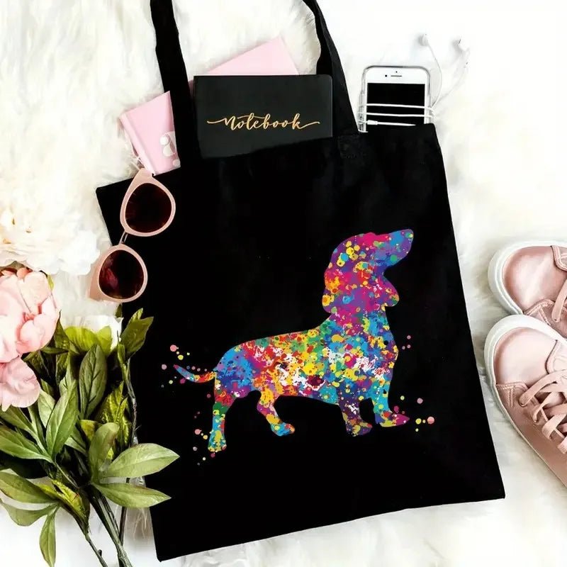 Chic Dachshund Canvas Tote Bag - Large Capacity, Durable & Stylish Handbag for Shopping, Travel, Picnics & Parties - Buy That Thang