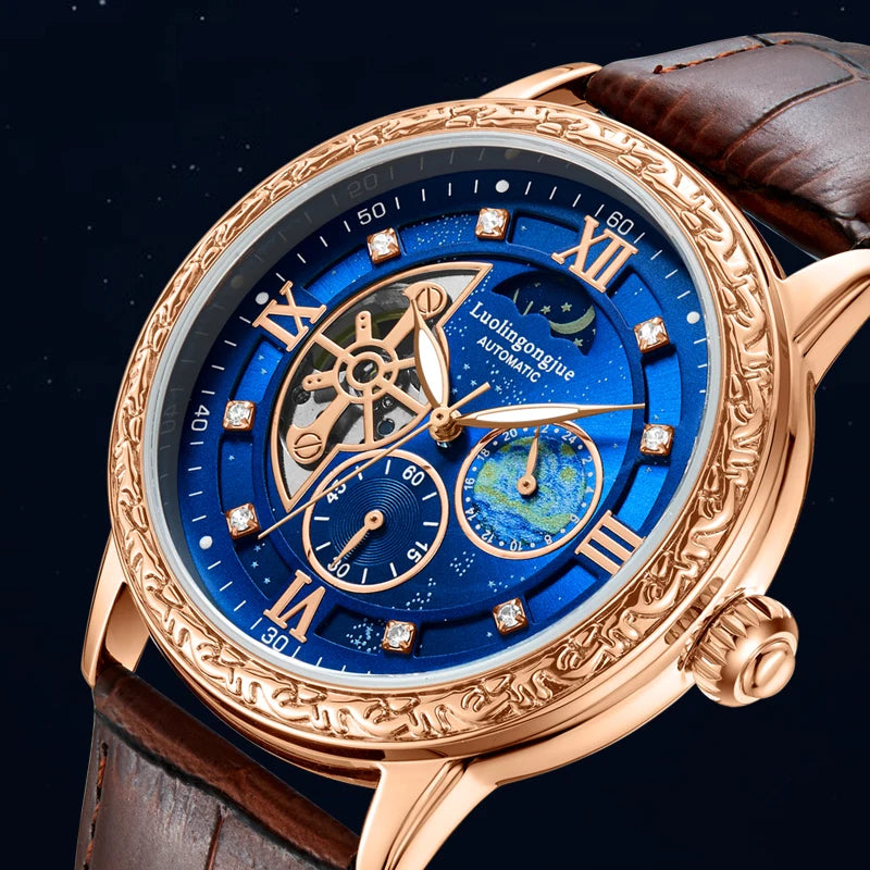 Luxurious Men's Automatic Mechanical Watch, with a Skeleton Design, Stylish